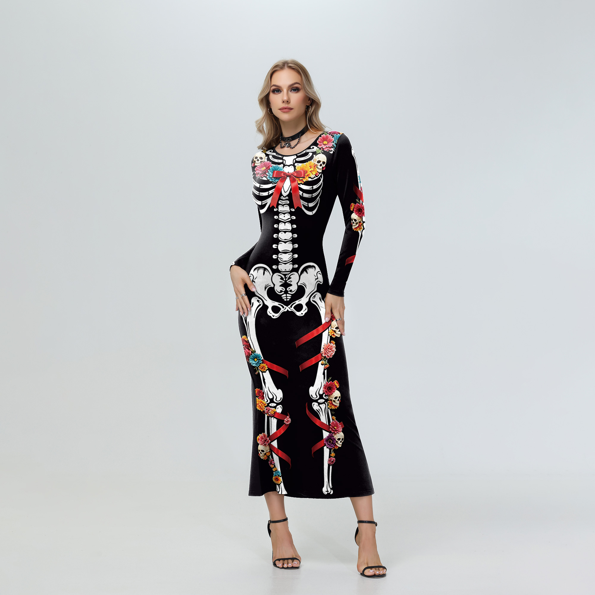 Halloween Women Floral Skeleto - đánh giá và giá Women'S Red Formal Wear