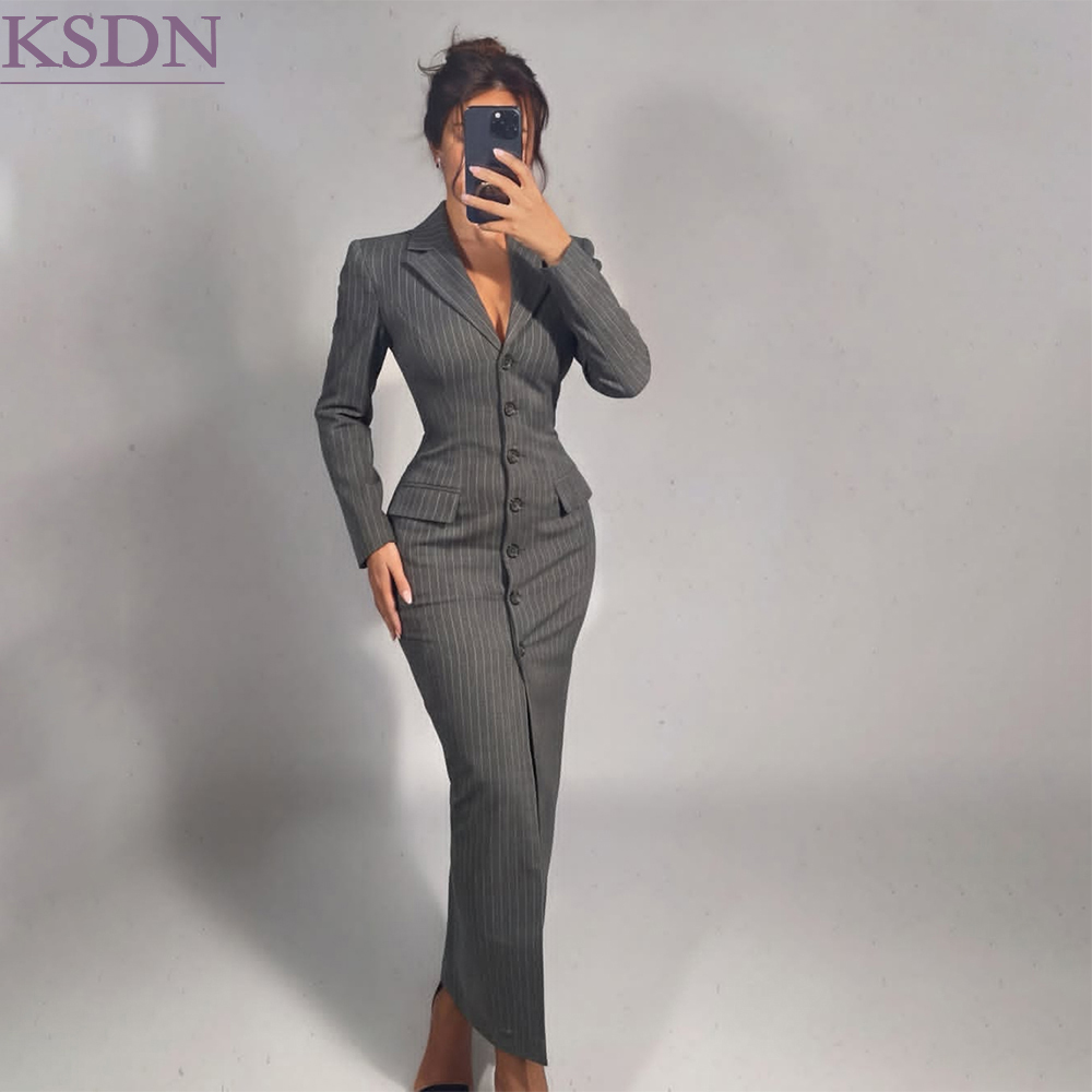 Grey Pinstripe Women Blazer Sk - đánh giá và giá Formal Skirt